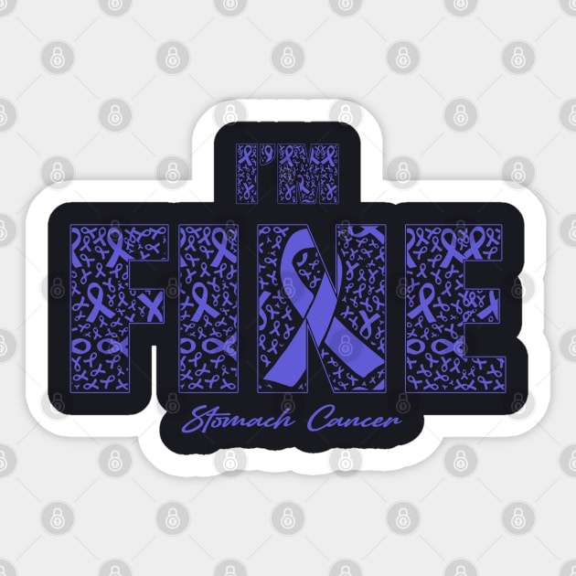 Stomach Cancer Awareness Fine Ribbons - In This Family We Fight Together Sticker by BoongMie